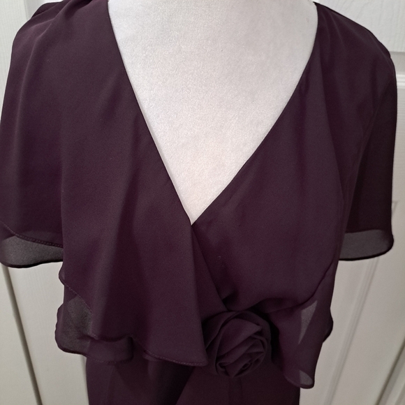 Vintage Eggplant Maxi Dress With Flutter Sleeves   Size 14 - Picture 1 of 14